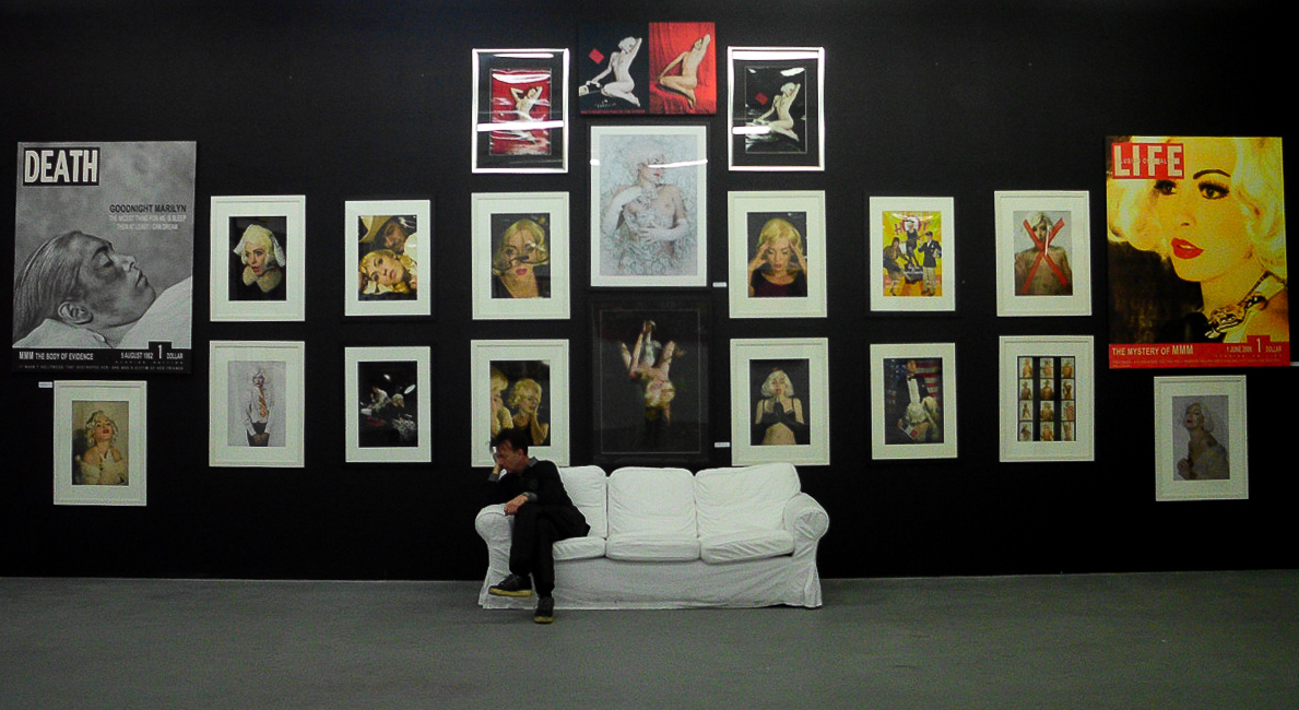  The artist before the theft in his Berlin exhibit with the 4 center art works stolen 2